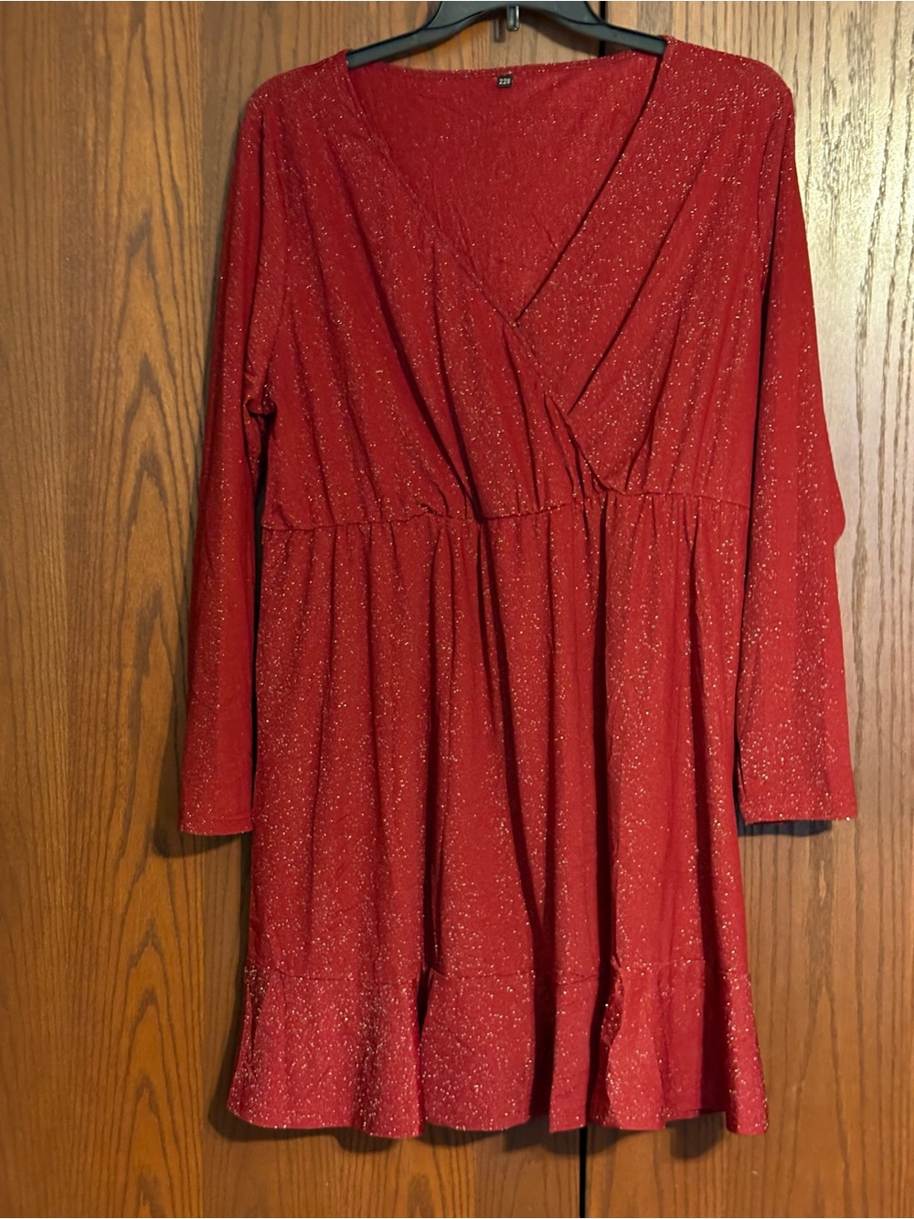 Women’s Red Glitter Long Sleeve Dress